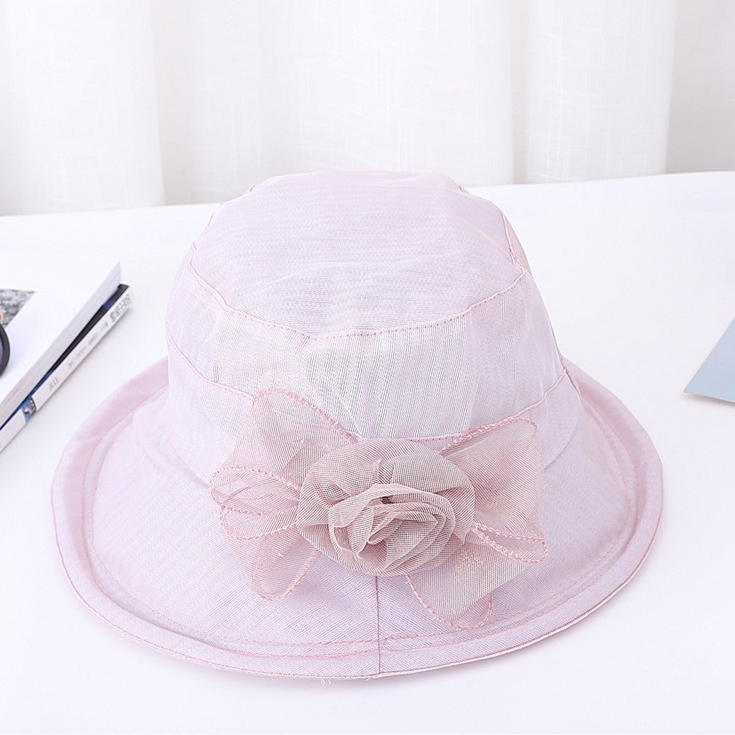 Ladies Organ Mesh Flower Top Hat Shade Foldable
