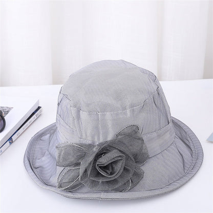 Ladies Organ Mesh Flower Top Hat Shade Foldable