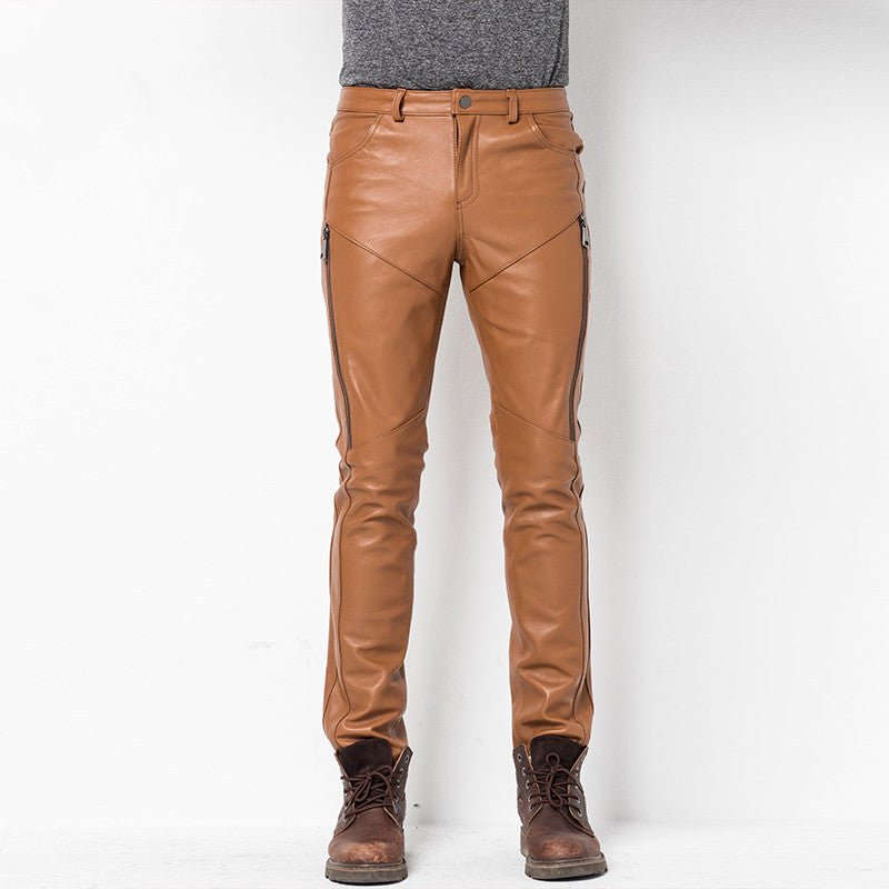 Leather Pants Men Winter Slim Korean Version