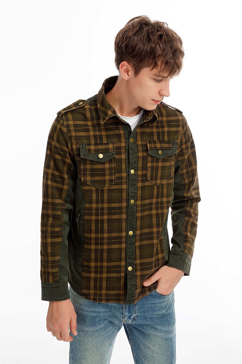 Men Plaid Jacket Casual Autumn Winter Jacket Men Slim Fit Jacket