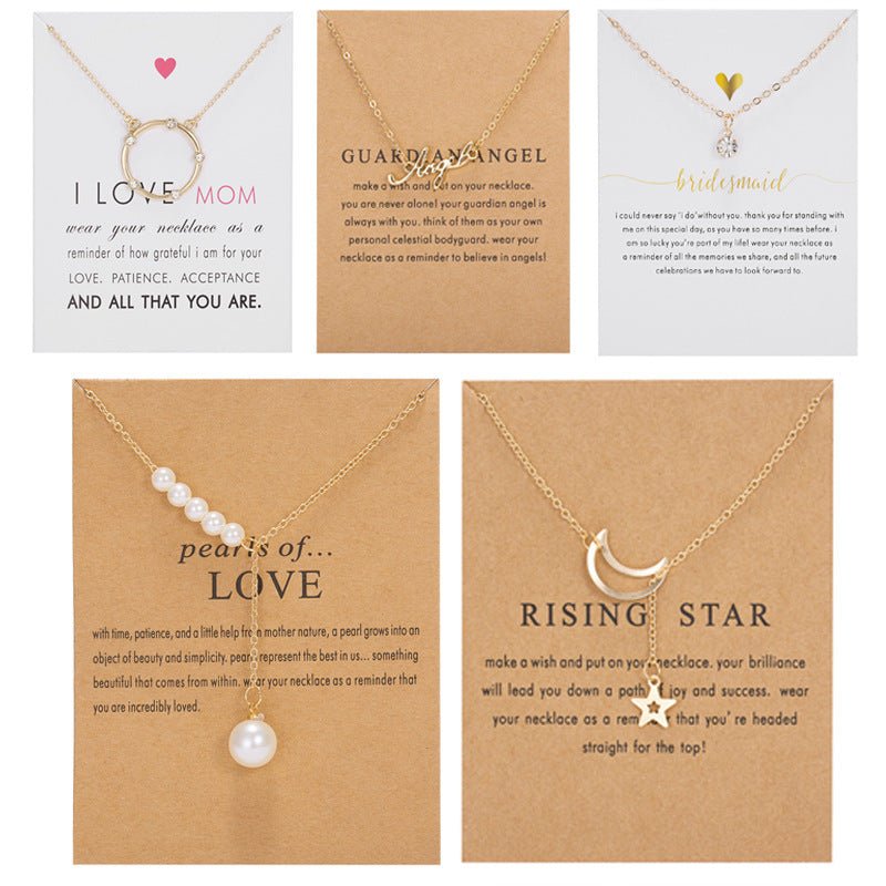 Moon Zircon Pearl Pendant Necklace Gold Color Geometric Choker For Women Jewelry Moms Gift