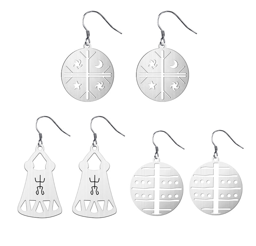 Occult Symbol Dangle Earrings Silver Plated Stainless Steel Geometric Earrings For Women Viking Jewelry