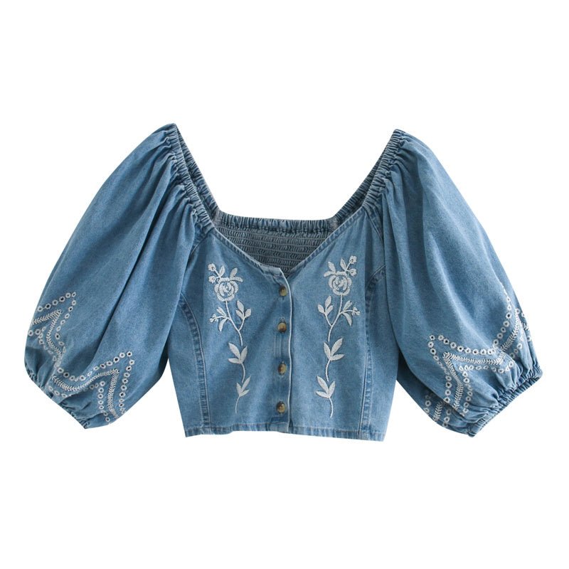 Short denim crop top