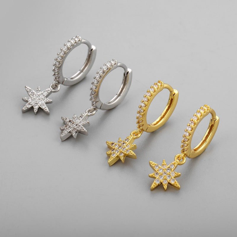Silver Shiny  Star Hoop Earrings For Women Hot Danity Gold Silver Color Party Jewelry