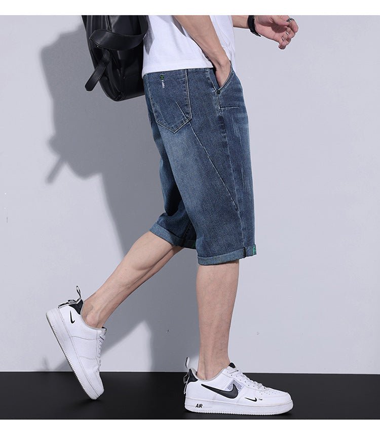 Straight Loose Casual Middle Pants Cropped Beach Pants Men