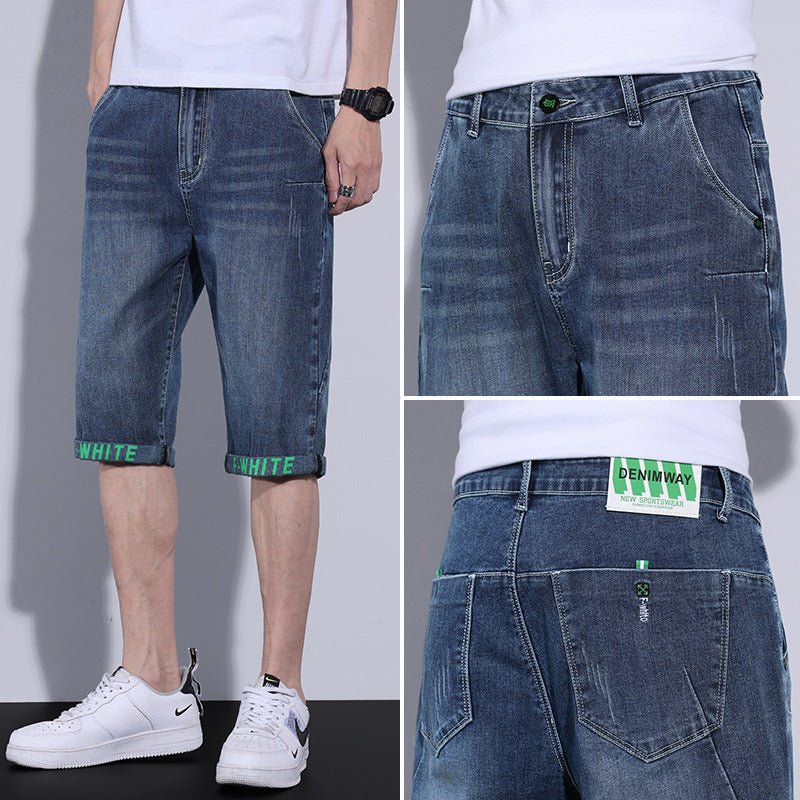 Straight Loose Casual Middle Pants Cropped Beach Pants Men