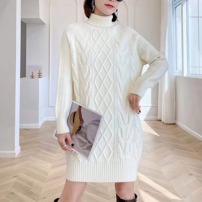 Women Winter Knitted Dress Long Sweater Blouse