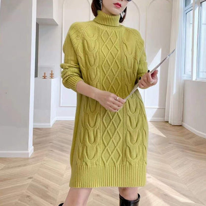 Women Winter Knitted Dress Long Sweater Blouse